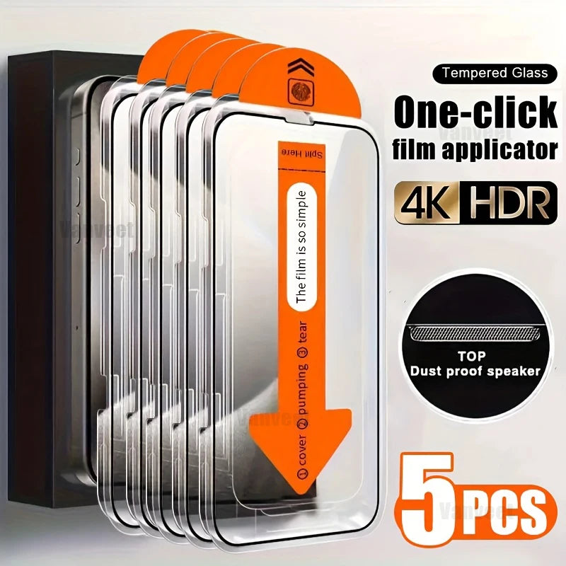 HD Tempered Glass Screen Protector for iPhone 17, 16, 15, 14, 13, 12, 11 Series – Anti-Scratch Protective Film