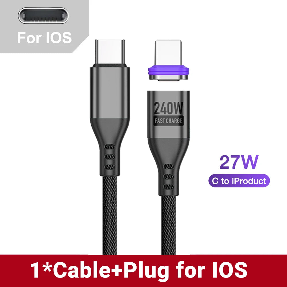AUFU Magnetic USB-C Cable 5A – 240W Fast Charging
