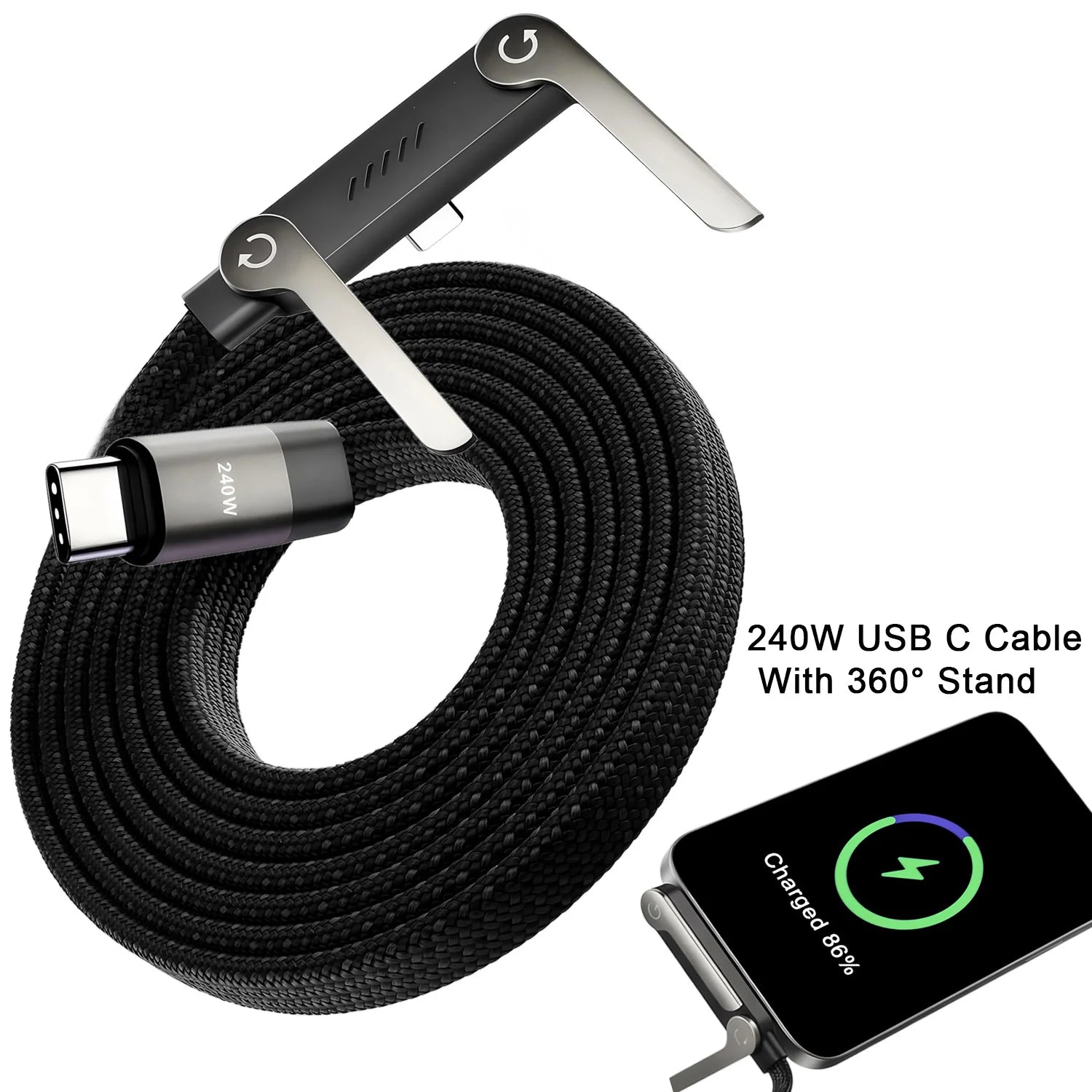 240W USB-C Fast Charging Cable for iPhone and Android