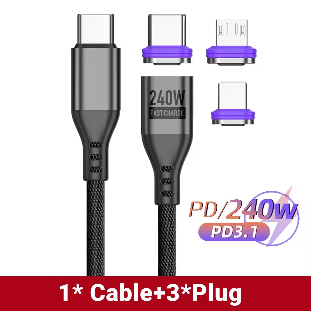 AUFU Magnetic USB-C Cable 5A – 240W Fast Charging