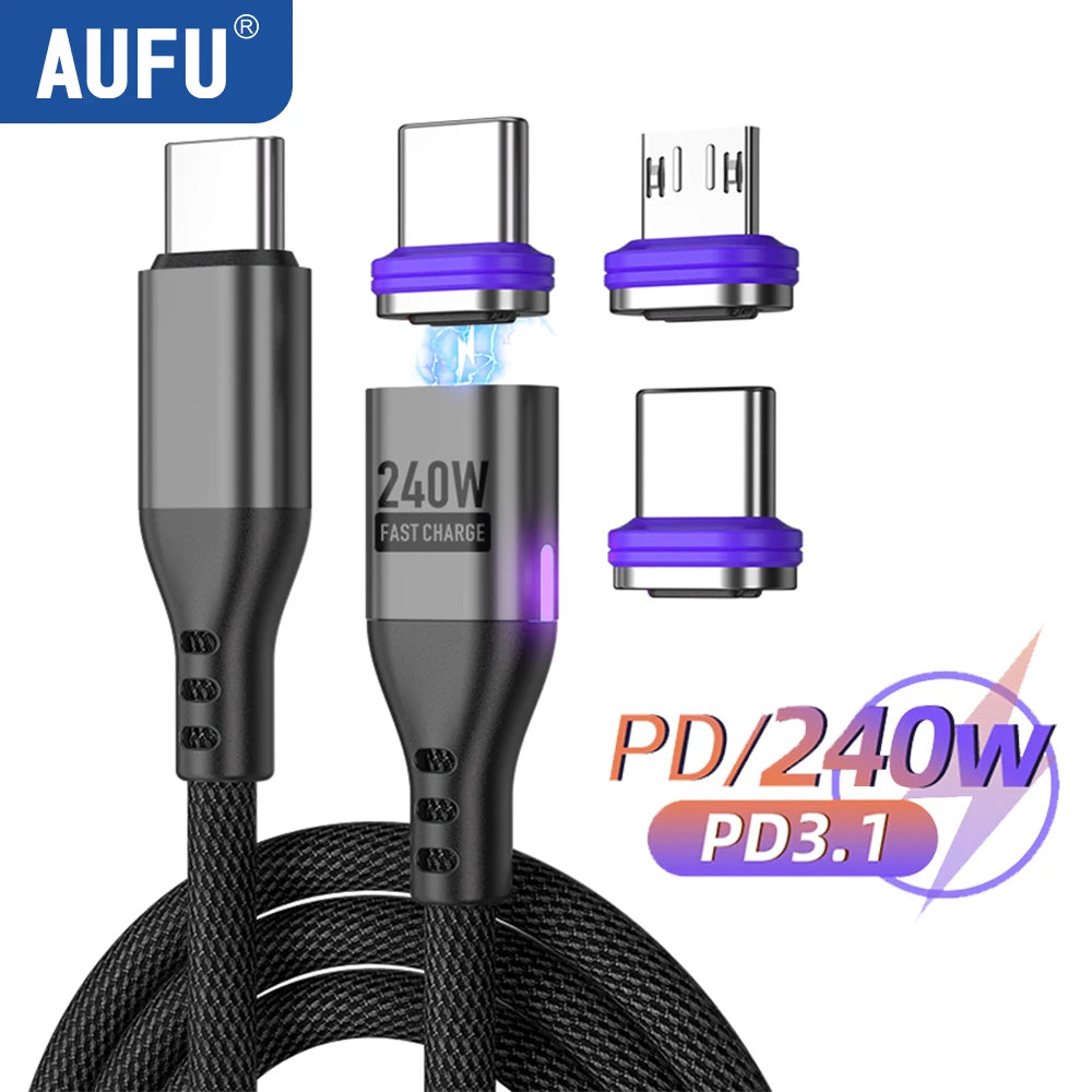 AUFU Magnetic USB-C Cable 5A – 240W Fast Charging